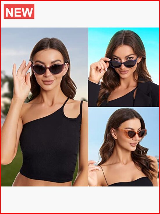Polarized Cat Eye Sunglasses UV Protection Retro Narrow Small Shades